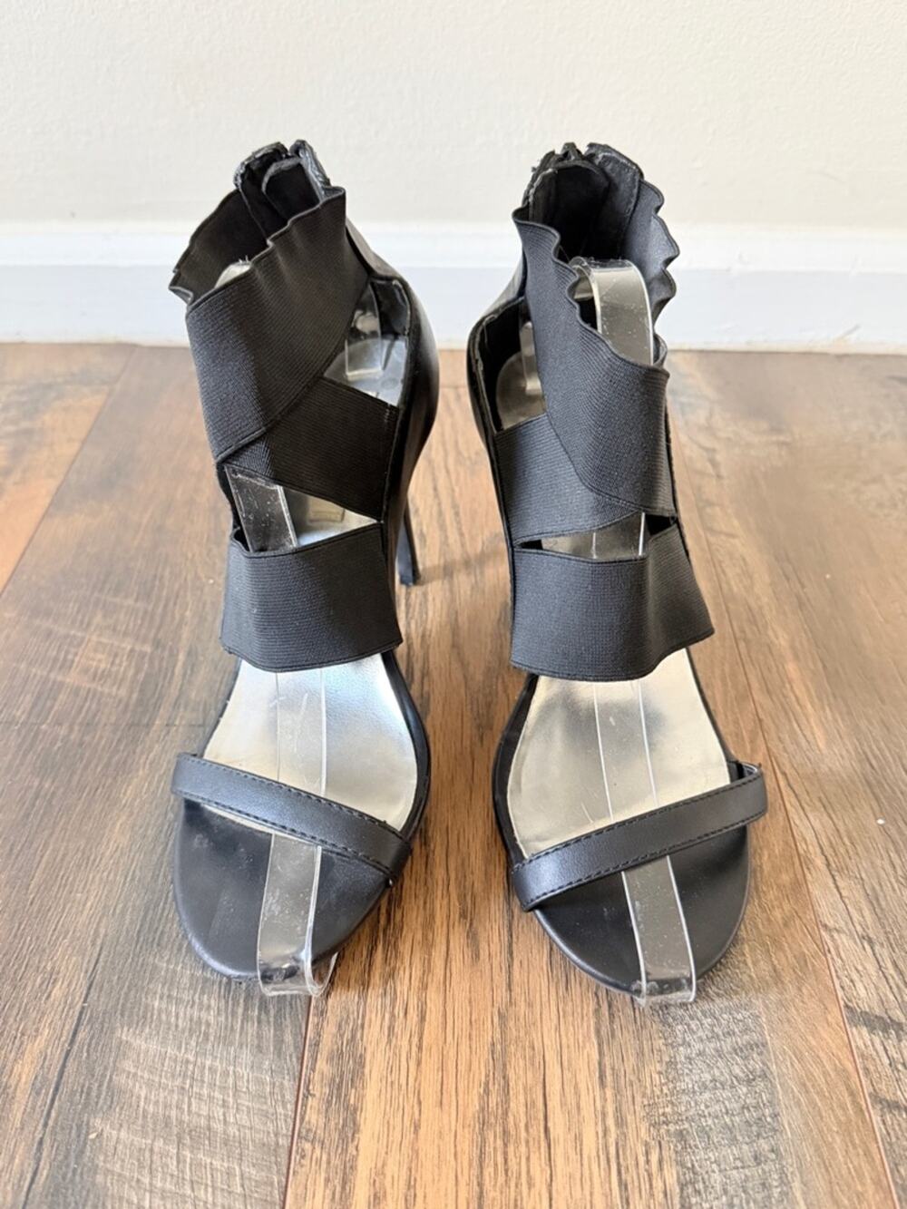 Gladiator bandage sandals black thick strap women 8.5 shoes y2k style comfy